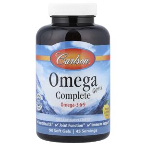 Carlson Gemas Completas de Ômega Ômega 3-6-9 Limão Natural 90 Cápsulas Softgel