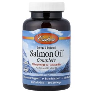 Carlson Óleo de Salmão Completo Enriquecido com Ômega-3 60 Cápsulas Softgel