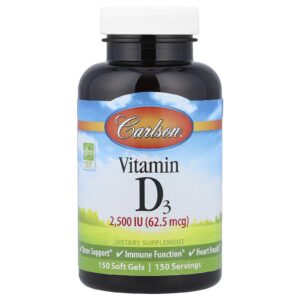 Carlson Vitamina D3 2.500 UI (625 mcg) 150 Cápsulas Softgel
