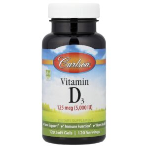 Carlson Vitamina D3 125 mg (5.000 UI) 120 Cápsulas Softgel