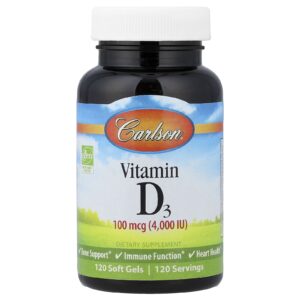 Carlson Vitamina D3 100 mcg (4.000 UI) 120 Cápsulas Softgel