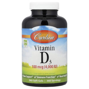 Carlson Vitamina D3 100 mcg (4.000 UI) 360 cápsulas moles