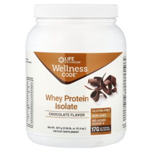 Life Extension Wellness Code® Isolado de Whey Protein Chocolate 437 g (096 lb)