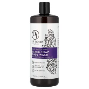 Dr. Jacobs Naturals Sabonete Negro Africano à Base de Plantas Óleos Essenciais de Lavanda e Sálvia 32 oz (946 ml)