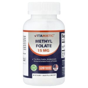 Vitamatic Folato de Metila 15 mg 120 Cápsulas Vegetais