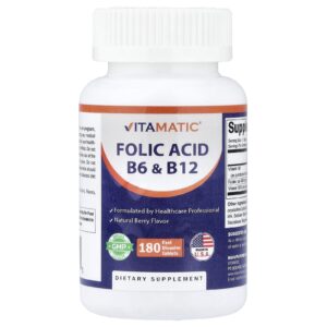Vitamatic Ácido Fólico B6 e B12 Frutos Silvestres Naturais 180 Comprimidos de Dissolução Rápida