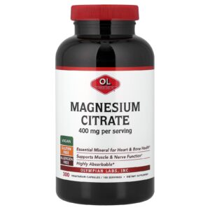 Olympian Labs Citrato de Magnésio 300 Cápsulas Vegetarianas (133 mg por Cápsula)