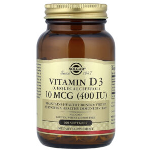 Solgar Vitamina D3 (Colecalciferol) 10 mcg (400 UI) 100 Cápsulas Softgel