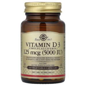 Solgar Vitamina D3 125 mcg (5.000 UI) 60 Cápsulas Vegetais