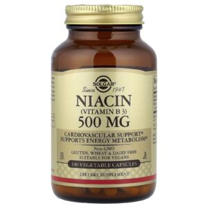 Solgar Niacina (Vitamina B 3) 500 mg 100 Cápsulas Vegetais