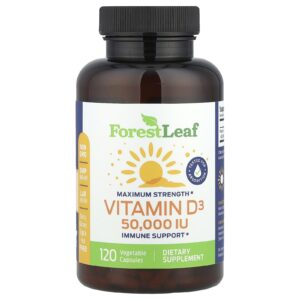 Forest Leaf Potência Máxima Vitamina D3 1.250 mcg (50.000 UI) 120 Cápsulas Vegetais
