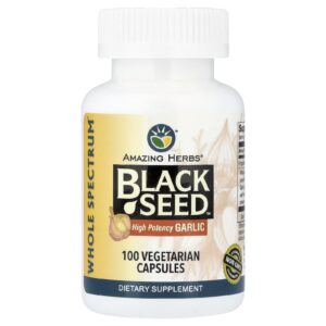 Amazing Herbs Black Seed™ Alho de Alta Potência 100 Cápsulas Vegetarianas