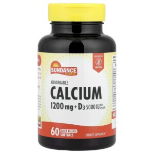 Sundance Vitamins Cálcio Absorvível + D3 60 Cápsulas Softgel de Liberação Rápida