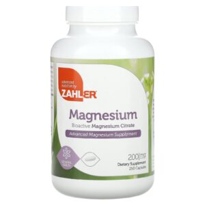 Zahler Magnésio Citrato de Magnésio Bioativo 200 mg 250 Cápsulas