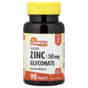 Sundance Vitamins Gliconato de Zinco Quelato 50 mg 90 Comprimidos