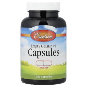 Carlson Cápsulas de Gelatina Vazias # 1 200 Cápsulas