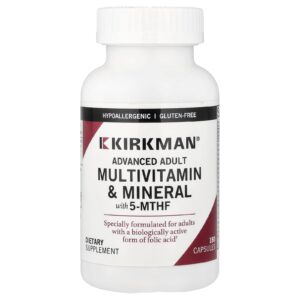 Kirkman Labs Multivitamínico e Minerais Avançados para Adultos com 5-MTHF 180 Cápsulas
