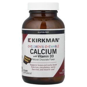 Kirkman Labs Cálcio Mastigável para Crianças com Vitamina D3 Chocolate Natural 120 Comprimidos