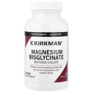 Kirkman Labs Bisglicinato de Magnésio Quelato Tamponado 180 Cápsulas (50 mg por Cápsula)