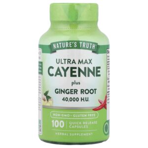 Natures Truth Ultra Max Pimenta-caiena e Raiz de Gengibre 100 Cápsulas de Liberação Rápida