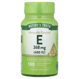 Natures Truth Vitamina E 268 mg (400 UI) 100 Cápsulas Softgel de Liberação Rápida