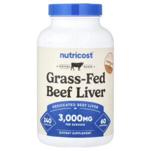 Nutricost Fígado Bovino de Gado Criado no Pasto 3.000 mg 240 Cápsulas (750 mg por Cápsula)