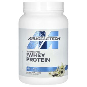 MuscleTech 100% Proteína Whey Alimentada no Pasto Baunilha Deluxe 816 g (18 lbs)