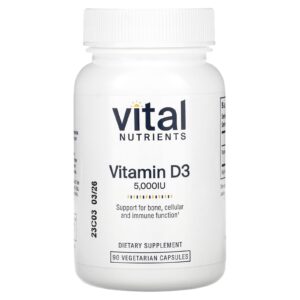 Vital Nutrients Vitamina D3 5.000 UI 90 Cápsulas Vegetarianas