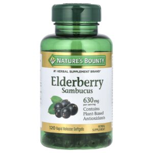 Natures Bounty Sabugueiro Sambucus 120 Cápsulas Softgel de Liberação Rápida (210 mg por Cápsula Softgel)