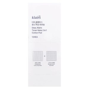 Dear Klairs Toner Mate 2 em 1 Almofada de Algodão 60 Almofadas de Algodão Comprimido / 60 Esponja