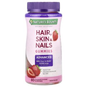 Natures Bounty Gomas Avançadas para Cabelo Pele e Unhas Morango 80 Gomas
