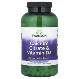 Swanson Citrato de Cálcio e Vitamina D3 250 Comprimidos