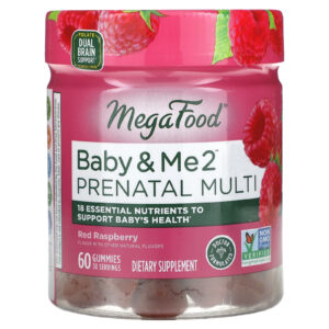 MegaFood Baby & Me 2 Multivitamínico Pré-Natal Framboesa Vermelha 60 Gomas