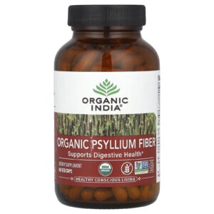 Organic India Fibra de Psyllium Orgânico 180 Cápsulas Vegetais (052 g por Cápsula)