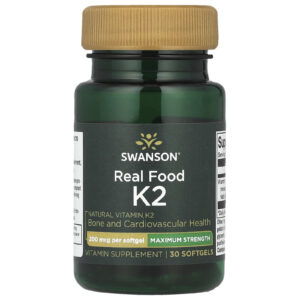Swanson Real Food K2 Força Máxima 200 mcg 30 Cápsulas Softgel