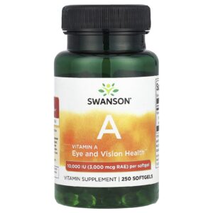 Swanson Vitamina A 10.000 UI 250 Cápsulas Softgel
