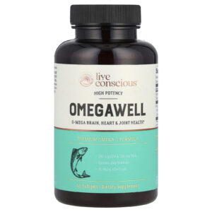 Live Conscious OmegaWell Fórmula Ômega-3 Premium Alta Potência 60 Cápsulas Softgel (1.000 mg por Cápsula Softgel)