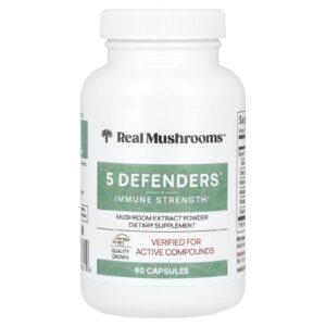 Real Mushrooms 5 Defenders® Extrato de Cogumelo em Pó 90 Cápsulas