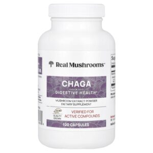 Real Mushrooms Chaga Extrato de Cogumelo em Pó 120 Cápsulas