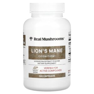 Real Mushrooms Juba-de-leão Extrato de Cogumelo em Pó 120 Cápsulas