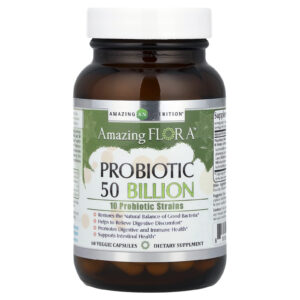 Amazing Nutrition Amazing Flora™ Probiótico 50 Bilhões 60 Cápsulas Vegetais