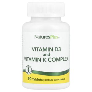NaturesPlus Vitamina D3 e Complexo de Vitamina K 90 Comprimidos