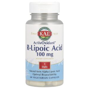 KAL ActivOxidant™ Ácido R-lipoico 100 mg 60 Cápsulas Vegetarianas