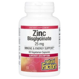 Natural Factors Bisglicinato de Zinco 25 mg 60 Cápsulas Vegetarianas