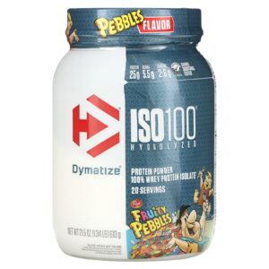 Dymatize ISO100® Hidrolisado 100% de Isolado de Proteína Whey Pedrinhas Frutadas 610 g (134 lb)