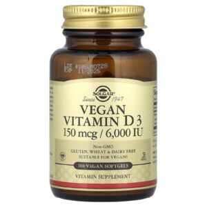 Solgar Vitamina D3 Vegana 150 mcg (6.000 UI) 100 Cápsulas Softgel Veganas