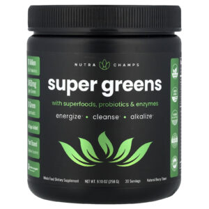 NutraChamps Superverdes com Superalimentos Probióticos e Enzimas Fruto Silvestre Natural 258 g (910 oz)