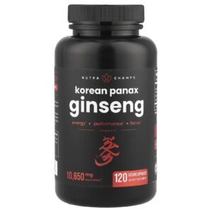 NutraChamps Panax ginseng Coreano 120 Cápsulas Veganas (5325 mg de Cápsula Cada)