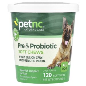 petnc NATURAL CARE Mastigações Softgel e Probióticas Todos os Cães Fígado 120 Cápsulas Mastigáveis 180 g (63 oz)