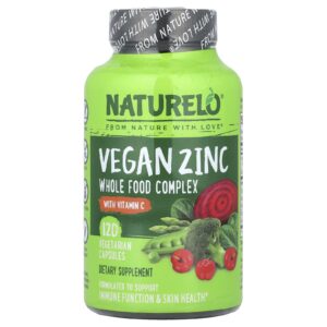 NATURELO Zinco Vegano com Vitamina C 120 Cápsulas Vegetarianas
